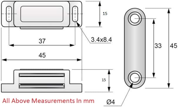 Favhome Cabinet Small Magnet Door Catcher for Wardrobe Almari and Cupboard Doors to Hold Slim Cabinet Drawer Magnetic 15 mm x 45 mm 10 Pcs - Image 3