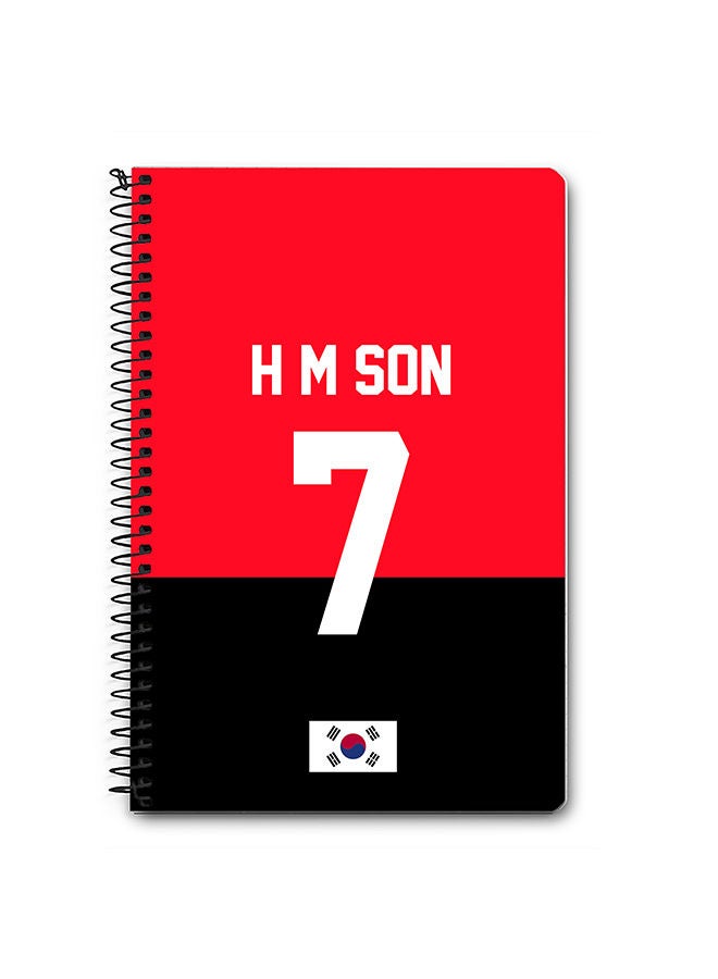 Stylizedd Designer A5 Spiral Notebook Memo Notepad Journal - Football Team - South Korea Player Name - H M Son - Image 1