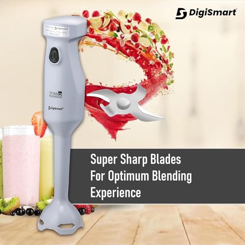 DIGISMART DURA Hand Blender 300 W Powerful Super Silent Copper Motor Anti-Splash Technology Turbo Function Stainless Steel Stem for Hot/Cold Blending Hand Blender (Grey) - Image 2