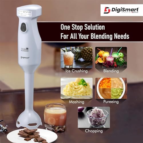 DIGISMART DURA Hand Blender 300 W Powerful Super Silent Copper Motor Anti-Splash Technology Turbo Function Stainless Steel Stem for Hot/Cold Blending Hand Blender (Grey) - Image 4