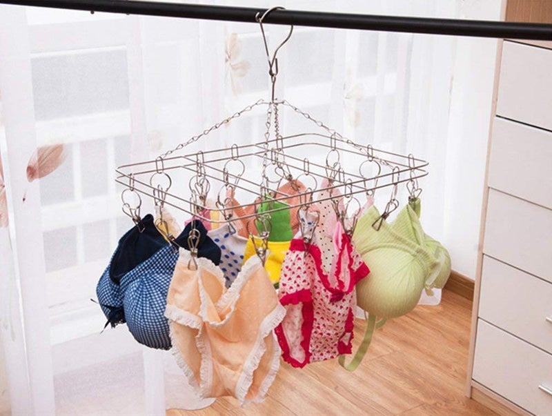 ROLLYWARE 100% Stainless Steel Hangers with Clips, Portable Clip Hangers Suitable for Hanging Small Clothes, Baby Clothes, Socks, Gloves and Stockings,Cloth Dryer/Clothes Drying Stand - Image 4