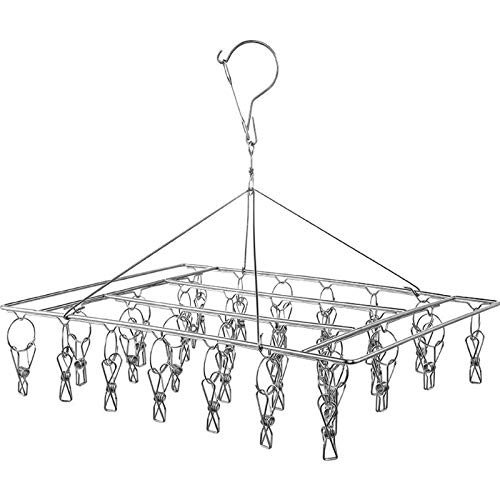 ROLLYWARE 100% Stainless Steel Hangers with Clips, Portable Clip Hangers Suitable for Hanging Small Clothes, Baby Clothes, Socks, Gloves and Stockings,Cloth Dryer/Clothes Drying Stand - Image 1