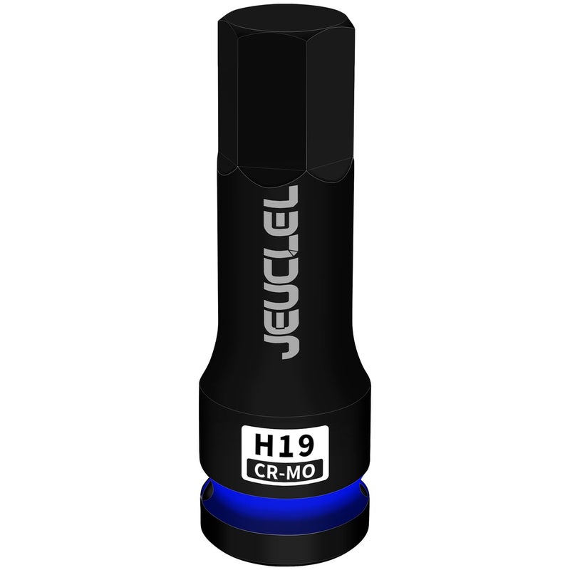 JEUCLEL 19mm Hex Impact Bit Socket H19 12Inch Impact Drive Allen Socket CrMo Steel Lengthen Hex Screwdriver Adapter for Electric Ratchet Wrenches Fastening Screws