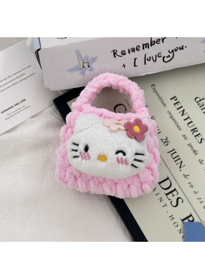 Cartoon Sanrio Kitty Coin Purse Pendant Keychain Backpack Hanging Ornaments Stall Small Jewelry Headset Bag Hanging Ornaments-Color:Shy-wool Bag - Image 1