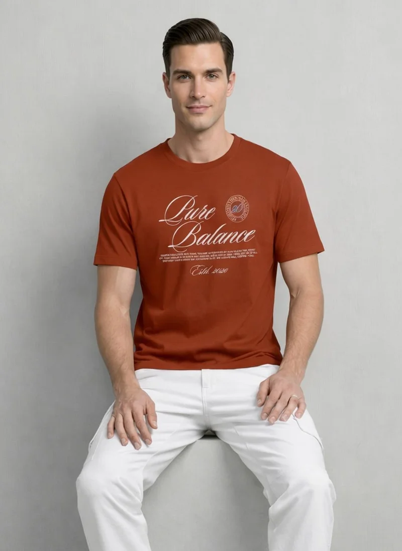 NOBERO Rust Orange Nobero Regular Fit Printed T-shirt for Men for Men | Best Price UAE