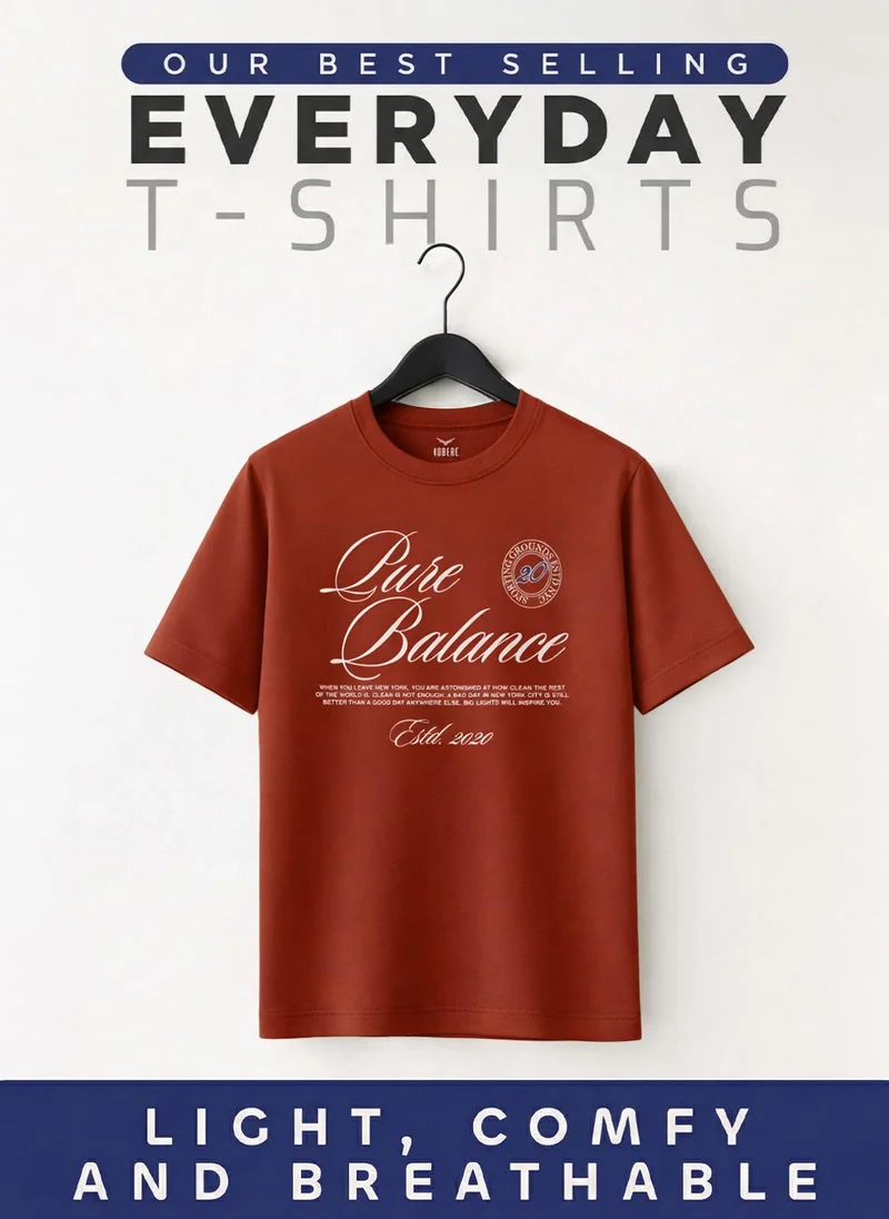 NOBERO Rust Orange Nobero Regular Fit Printed T-shirt for Men for Men | Best Price UAE
