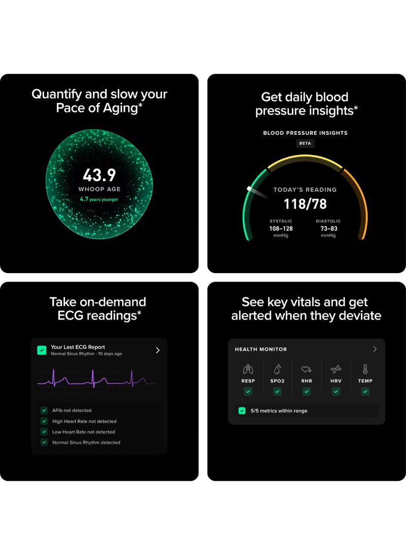 وهووب الحياة – عضوية لمدة 12 شهرًا – 5.0 – جهاز تتبع الصحة واللياقة البدنية – رؤى ضغط الدم، تتبع النشاط – تخطيط القلب الطبي – عمر بطارية يزيد عن 14 يومًا - Image 2