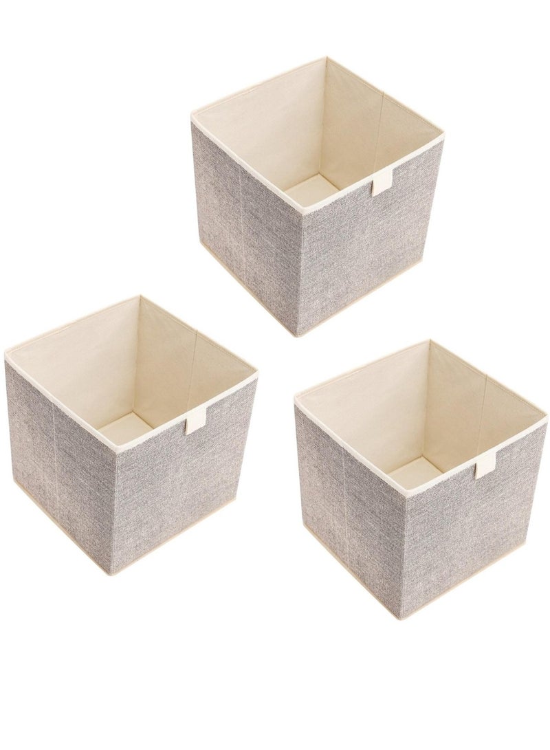 Alissa 3 Pack Foldable Closet Organizers 29L Storage Bags, Clothes Storage Bins Storage Containers Clothes Organizer 30*30*30cm Beige  - Image 1
