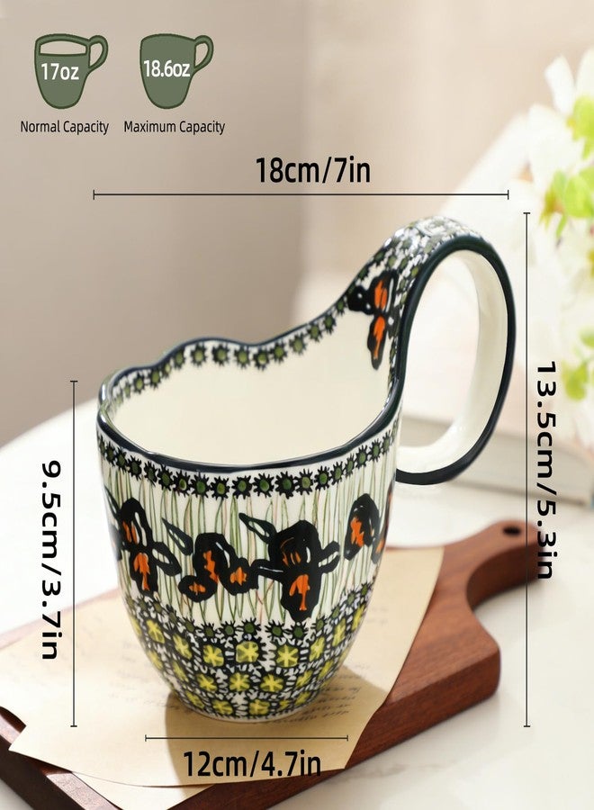 ALMA 2026 Updated Soup Bowls With Large Loop Handles, 18oz Handpainted Flower Soup Cups Microwave & Oven Safe, Decorative Ceramic Cereal Bowls For Soup,Fruits,Chili,Ice cream,Snack-Orange Irene Theme - Image 5