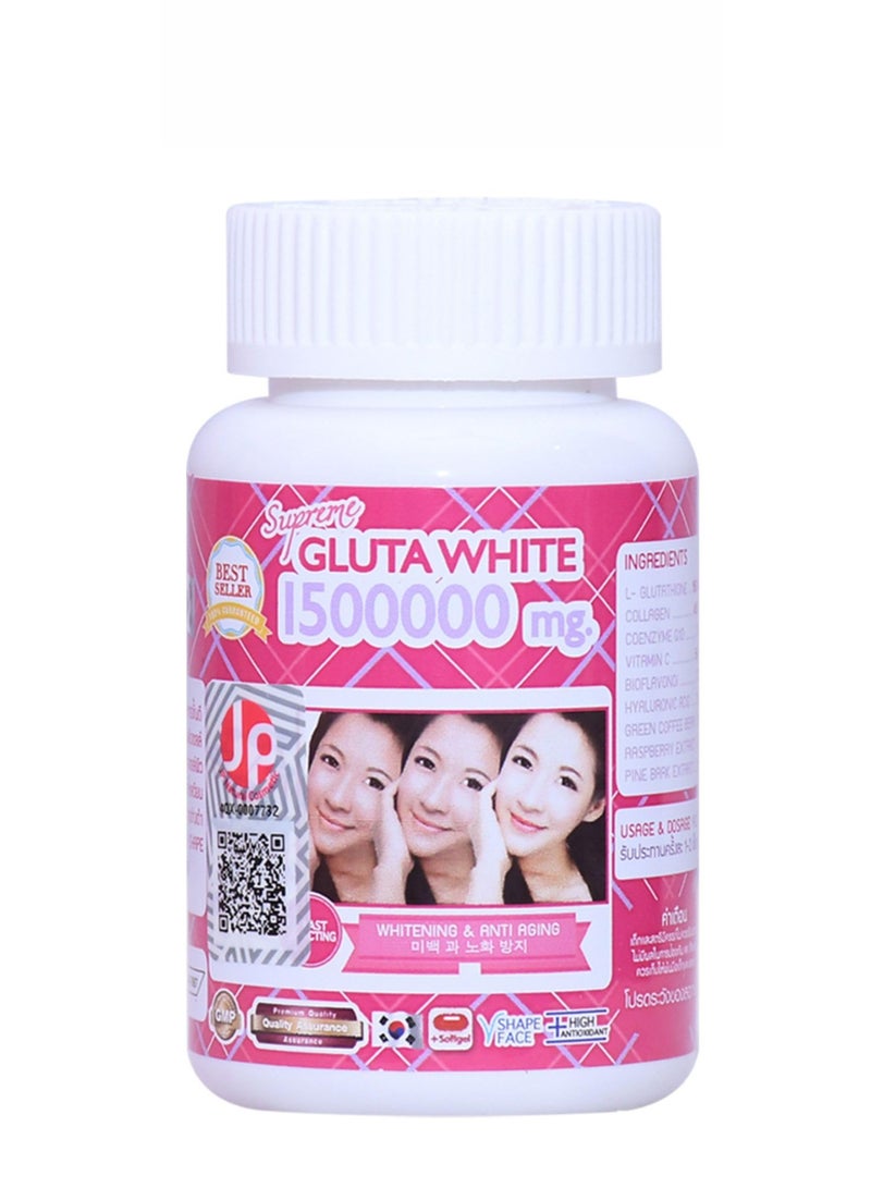 SUPREME Supreme Gluta White 1,500,000mg | Skin Whitening & Anti-Aging | L-Glutathione, Collagen & Vitamin C | 60 Capsules - Image 1