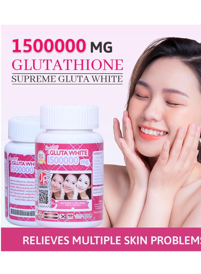 SUPREME Supreme Gluta White 1,500,000mg | Skin Whitening & Anti-Aging | L-Glutathione, Collagen & Vitamin C | 60 Capsules - Image 2