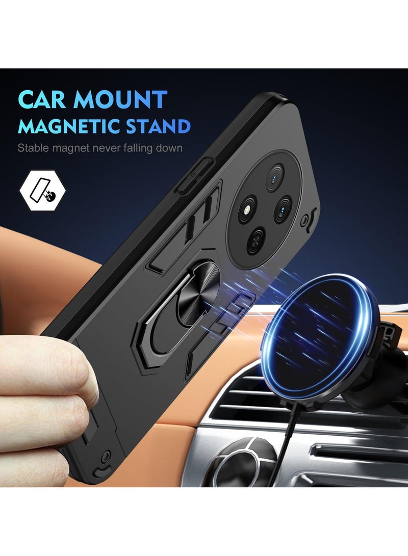 Honor X9c 5G Case Cover with  Kickstand ,Kickstand Shell Back Cover Scratch-Resistant Shock-Absorbing Protector Accessories, Kickstand Stand Magnetic Car Ring Holder Protection (Black) - Image 3