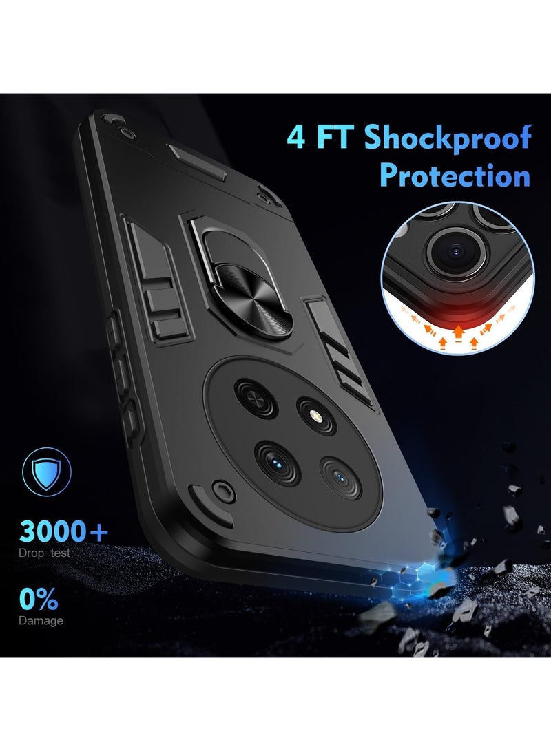 Honor X9c 5G Case Cover with  Kickstand ,Kickstand Shell Back Cover Scratch-Resistant Shock-Absorbing Protector Accessories, Kickstand Stand Magnetic Car Ring Holder Protection (Black) - Image 4