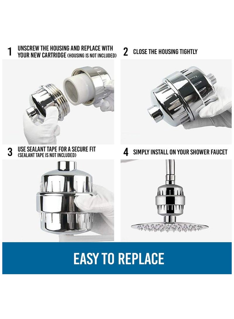 4 Packs 15 Stage Universal Shower Filter Cartridges Chlorine Filter Hard Water Filter Water Softener Showerhead Filter Water Filter For Shower Head  - Image 5