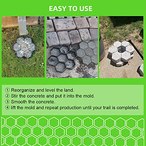 CJGQ 15.7"x15.7"x1.57" Concrete Molds Reusable Walk Maker Stepping Stone Paver Path Maker Lawn Patio Yard Garden DIY Walkway Pavement Paving Moulds (Honeycomb) - Image 3