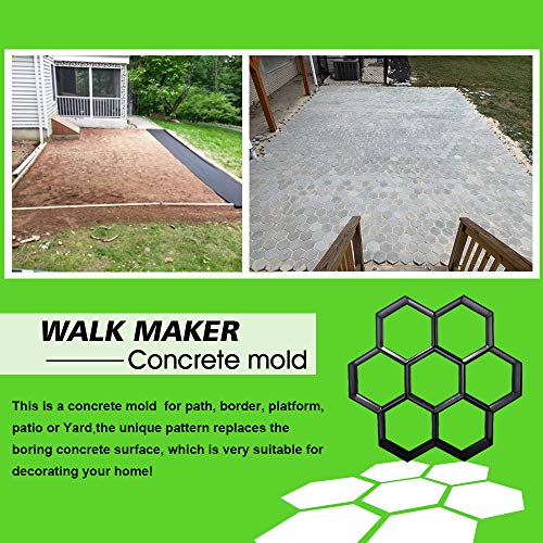 CJGQ 15.7"x15.7"x1.57" Concrete Molds Reusable Walk Maker Stepping Stone Paver Path Maker Lawn Patio Yard Garden DIY Walkway Pavement Paving Moulds (Honeycomb) - Image 2