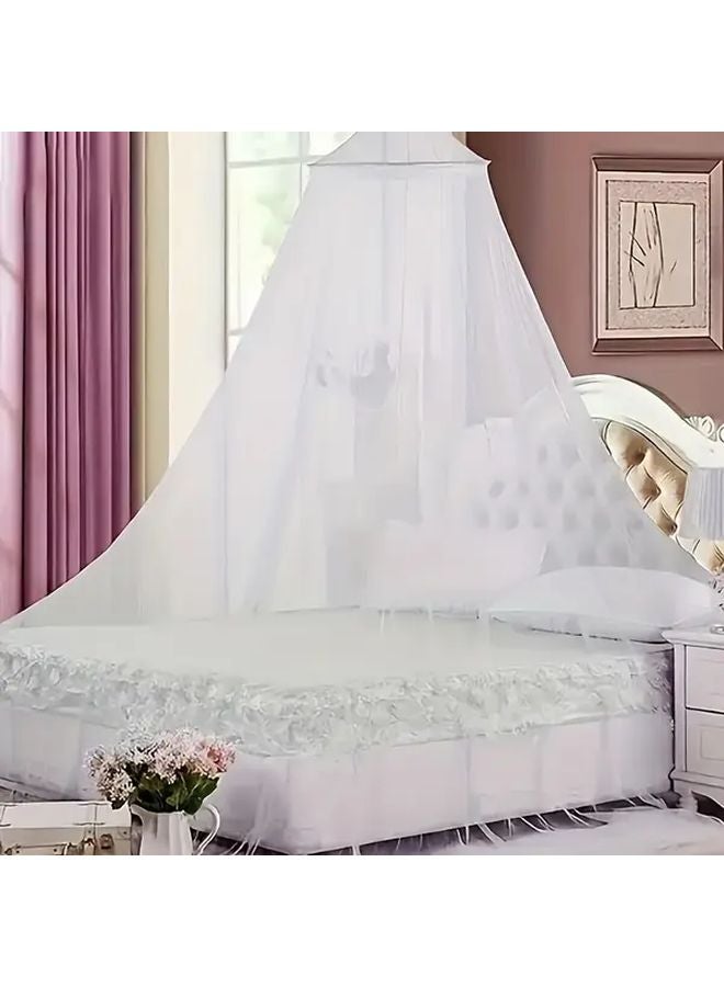Blue Elegant Lace Dome Mosquito Net Bed Tent With Round Top And Mesh Design - Image 2