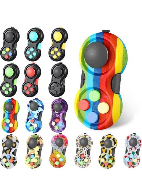 15 Pcs Fidget Pad Portable Fidget Controller Classic Retro Game Controller Fidget Toy Handheld Toy Controller With 8 Fidget Functions Controller Game Pad For Teens Relieve Stress Anxiety(Cool)