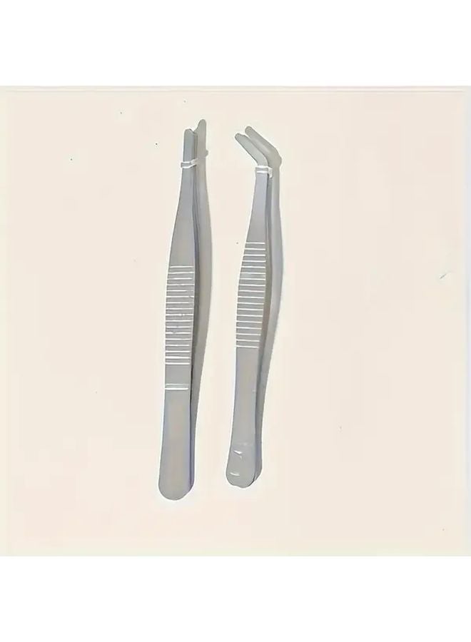 2pcs Precision Stainless Steel Tweezers For DIY Crafts Jewelry Beading Lab Sampling Nail Art - Image 2