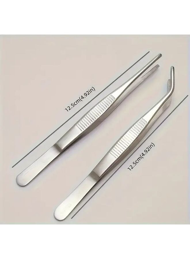 2pcs Precision Stainless Steel Tweezers For DIY Crafts Jewelry Beading Lab Sampling Nail Art - Image 1
