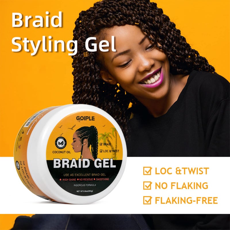 Goiple 8.8OZ Strong Hold Braiding Gel for Twists, Locs, Cornrows - Tames Frizz, High Shine, No Flake, Easy Edge Control - Image 4