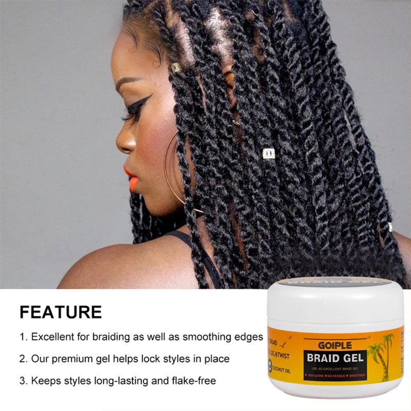 Goiple 8.8OZ Strong Hold Braiding Gel for Twists, Locs, Cornrows - Tames Frizz, High Shine, No Flake, Easy Edge Control - Image 5