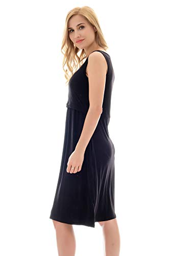 Bearsland Women's Sleeveless Maternity Dress Nursing Breastfeeding Dress with Pockets,Black,s - Image 4