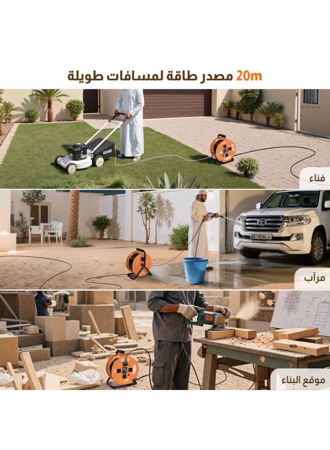 Biki 4-outlet extension cable reel, 20 meters long - Image 2