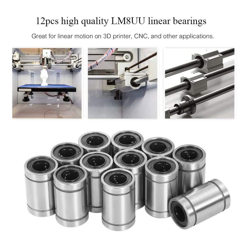 Edoneery 12 Pcs LM8UU Linear Ball Bearings, 8mm Bore Dia, 15mm OD, 24mm Length with Double Side Rubber Seal Great for CNC, 3D Printer - Image 5