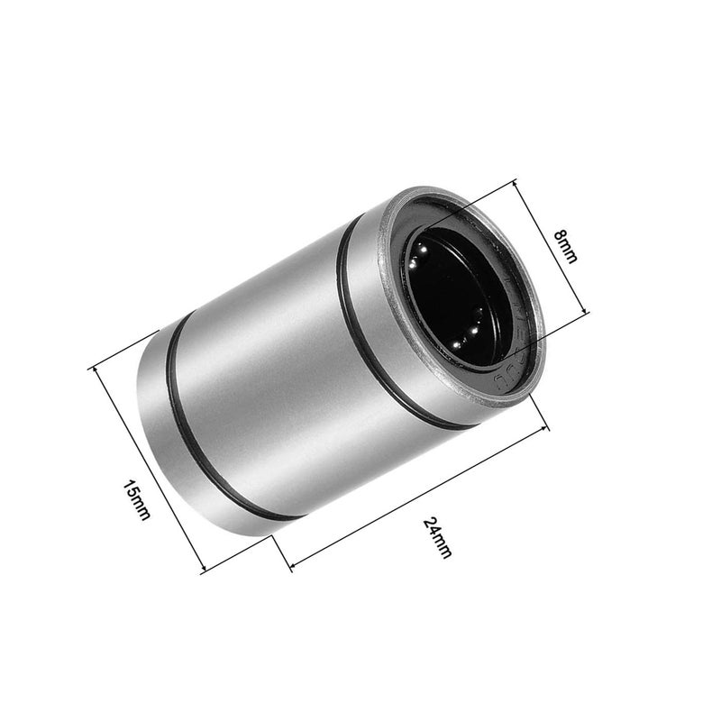 Edoneery 12 Pcs LM8UU Linear Ball Bearings, 8mm Bore Dia, 15mm OD, 24mm Length with Double Side Rubber Seal Great for CNC, 3D Printer - Image 2