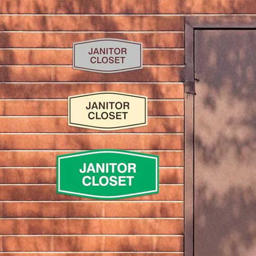 All Quality Fancy Janitor Closet Sign (Brushed Silver) - Small - Image 2