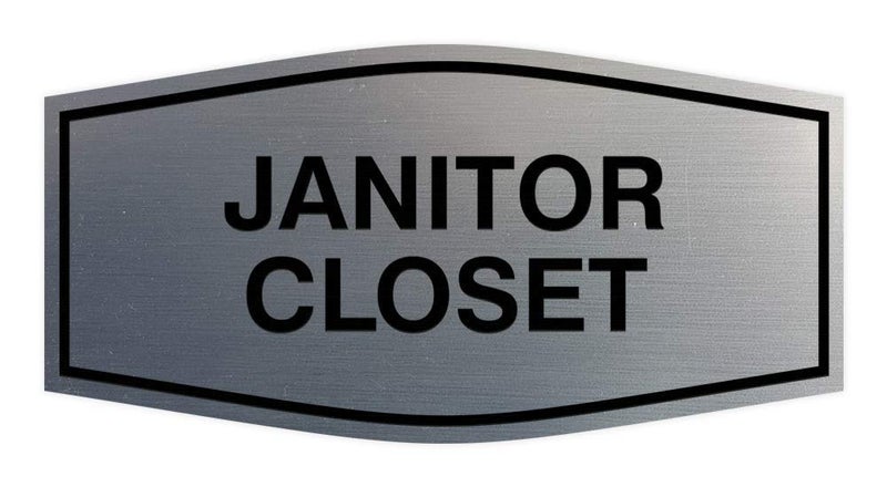 All Quality Fancy Janitor Closet Sign (Brushed Silver) - Small - Image 1