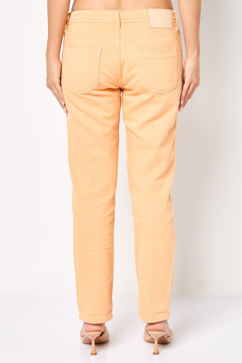 Reiko Women Regular Fit Solid  Straight Leg Pants, Light Orange - Image 4