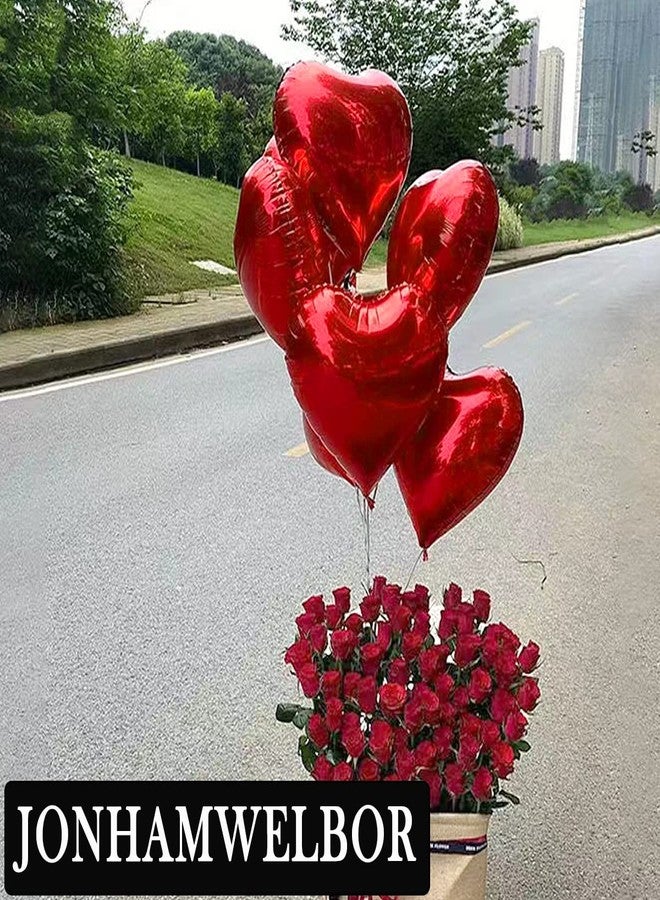 جونهامويلبور 20 قطعة بالونات على شكل قلب من رقائق المايلر الحمراء مقاس 18 بوصة لتزيين حفلات عيد الحب وأعياد الميلاد وحفلات الزفاف وحفلات استقبال المولود (أحمر) - Image 4