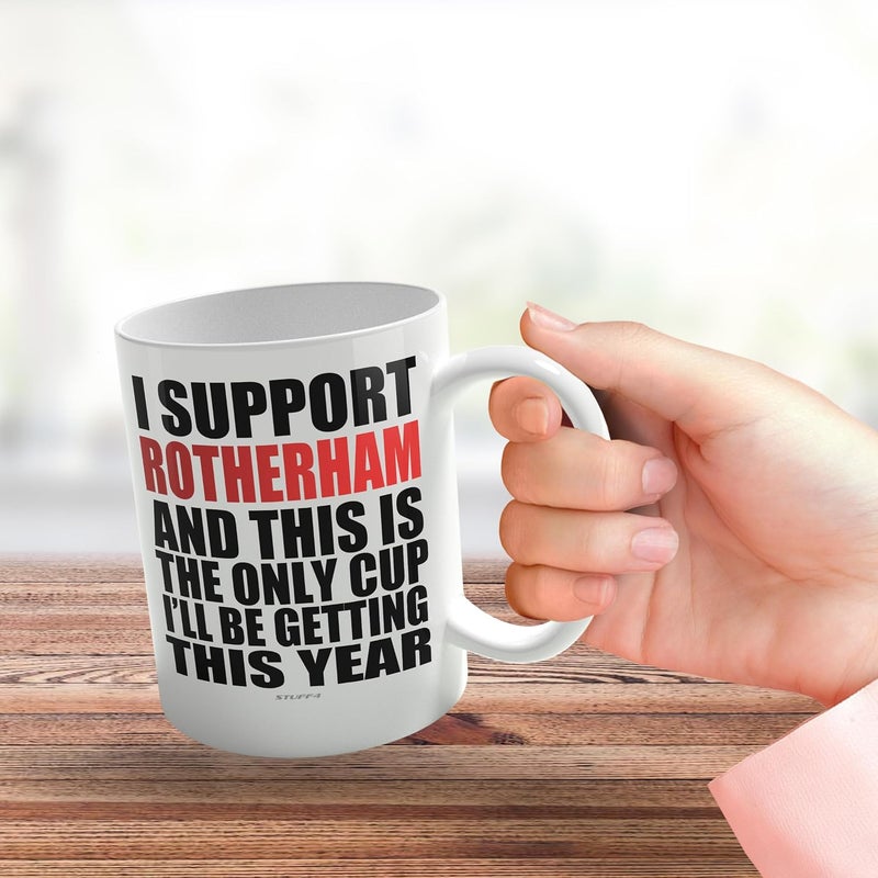 Stuff4 كوب كرة قدم مضحك هدية لمشجعي روثرهام - كوب فوتي أونلي - أكواب مزحة هدية عيد الميلاد وعيد ميلاد للابن والأب والأخ والعم والزميل والصديق وابن العم، 11 أونصة سيراميك آمن للغسالة أكواب قهوة وشاي - Image 3