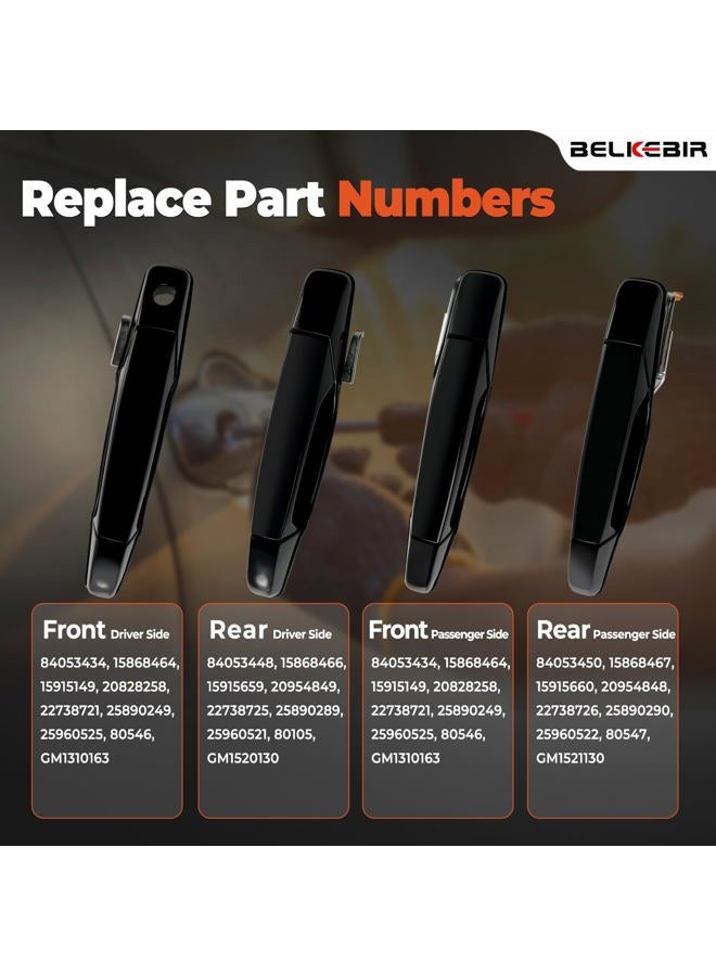 BELKEBIR 4 PCS Black Exterior Door Handle Front Rear Driver Passenger Compatible with 2007-2014 Chevy Silverado Suburban Avalanche Tahoe, GMC Sierra Yukon, Escalade Replaces 20828258, 22738721, 25960525 - Image 3