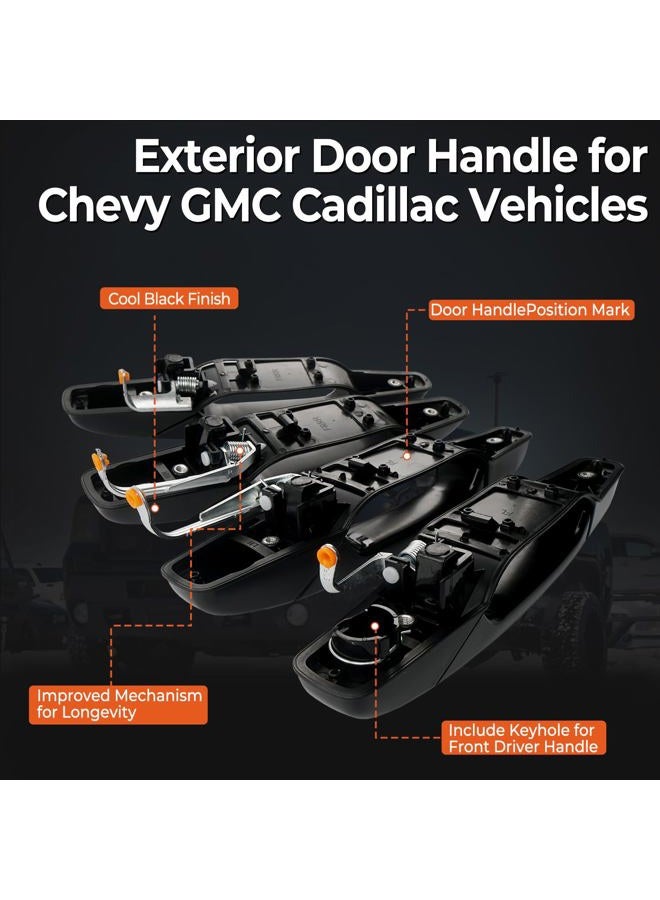 BELKEBIR 4 PCS Black Exterior Door Handle Front Rear Driver Passenger Compatible with 2007-2014 Chevy Silverado Suburban Avalanche Tahoe, GMC Sierra Yukon, Escalade Replaces 20828258, 22738721, 25960525 - Image 5