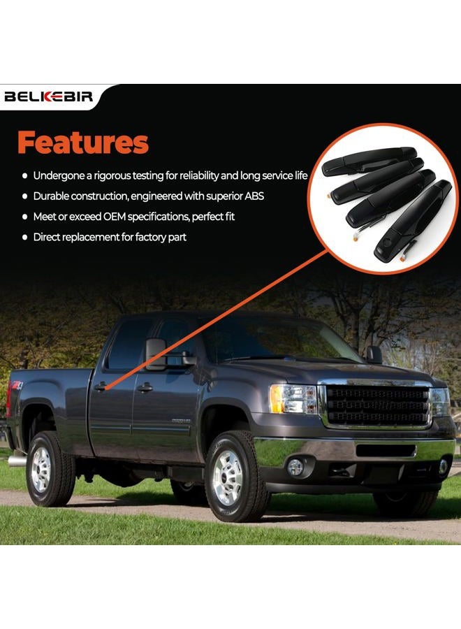 BELKEBIR 4 PCS Black Exterior Door Handle Front Rear Driver Passenger Compatible with 2007-2014 Chevy Silverado Suburban Avalanche Tahoe, GMC Sierra Yukon, Escalade Replaces 20828258, 22738721, 25960525 - Image 4