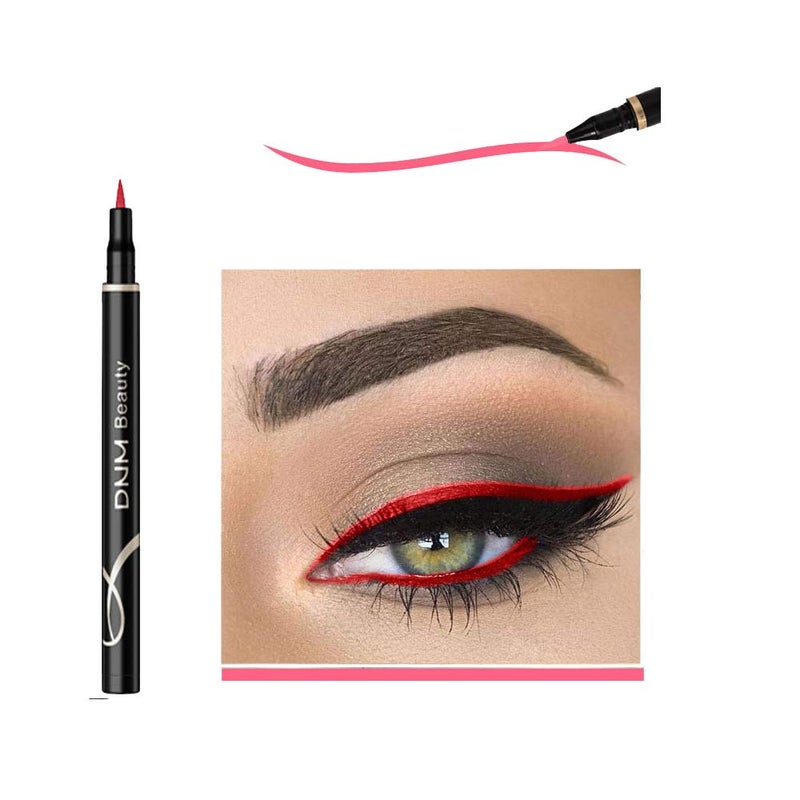 DNM Cat Eye Makeup Waterproof Neon Colorful Liquid Eyeliner Pen Make Up Comestics Longlasting Black Eye Liner Pencil Makeup Tools red