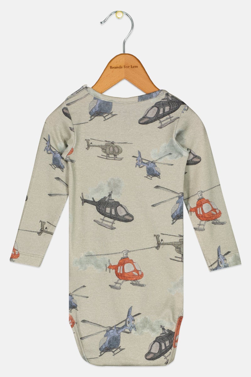 NAME IT Toddlers Boy Long Sleeve Allover Print Bodysuit, Multicolor - Image 2