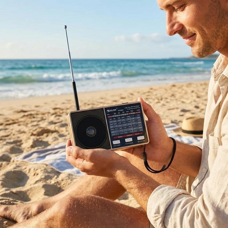 Portable AM/FM Radio with Antenna Multi-Band Classic Radio with USB & Memory Card Support - A1-323 - Image 2