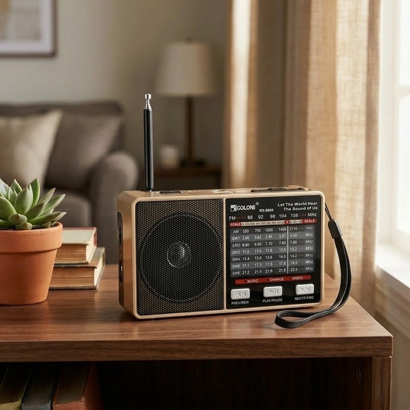 Portable AM/FM Radio with Antenna Multi-Band Classic Radio with USB & Memory Card Support - A1-323 - Image 3