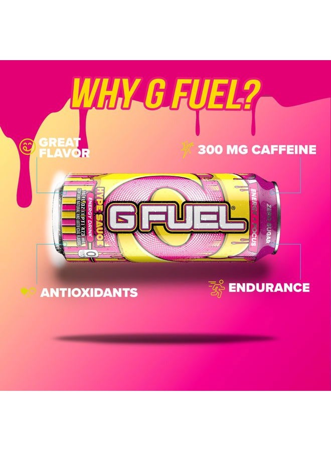G Fuel مشروب الطاقة هايب صوص، مشروبات صحية وخالية من السكر، صفر سعرات حرارية، 300 ملغ من الكافيين لكل علبة غازية، بنكهة التوت والليمون، تركيز أمينو، مزيج من الفيتامينات ومضادات الأكسدة - عبوة من 12 قطعة - Image 4