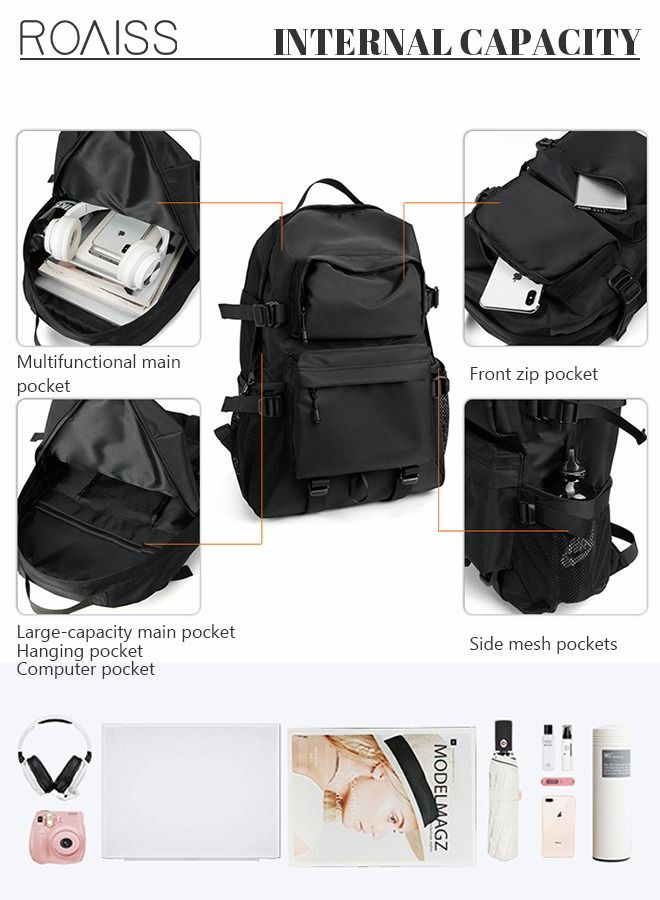 roaiss Classic Large Capacity Backpack Multifunction Casual Water Resistant Oxford Double Shoulder School Bag  - Image 4