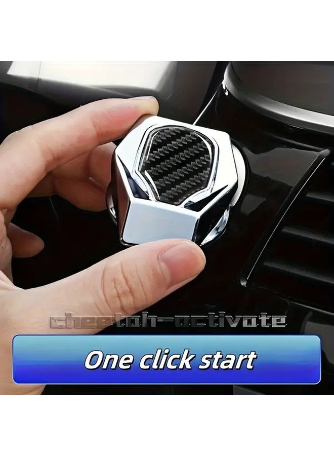 1 Button Start Car Interior Protection Cover Hidden Start Button Cover With Rotating Decorative Knob Non Textile Material Silvery Fit For Most Vehicles Easy Installation No Electricity Needed Car Accessories Vehicle Starting System Sleek Glossy Finish Textured Surface - Image 3