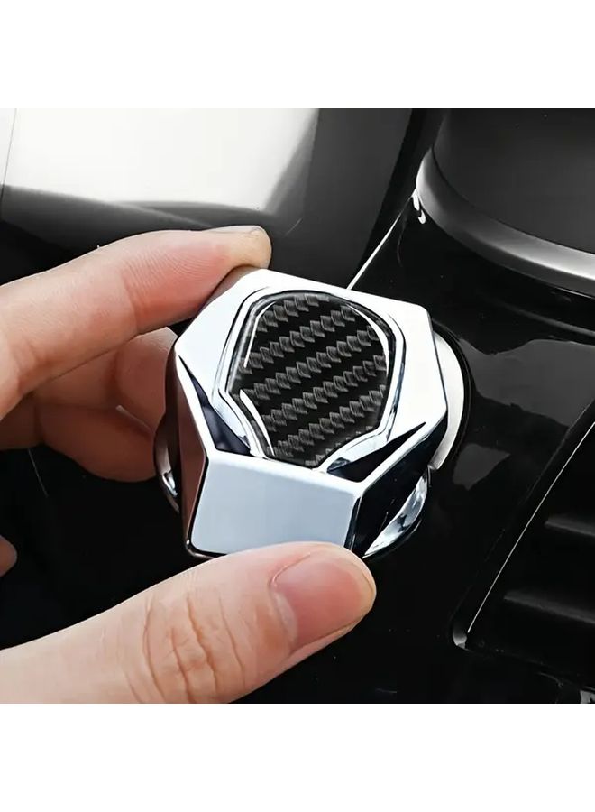 1 Button Start Car Interior Protection Cover Hidden Start Button Cover With Rotating Decorative Knob Non Textile Material Silvery Fit For Most Vehicles Easy Installation No Electricity Needed Car Accessories Vehicle Starting System Sleek Glossy Finish Textured Surface - Image 1