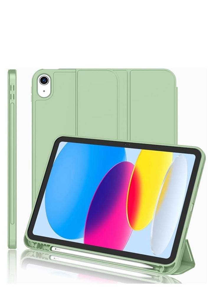 iPad Smart Case for IP 10th 10.9 2022 with Auto Sleep and Wake Feature Super Protection with a dedicated place for the pen Suitable for an iPad stand for watching movies in light green color  - Image 1