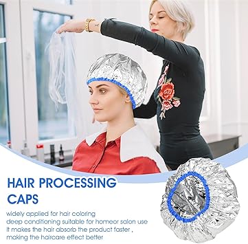 3 Pack Hair Cap Hair Dye Cap Heat Cap for Deep Conditioning Aluminum Foil Shower Caps Reusable Hair Cap for Oil Treatment Hair Dye Cap For Home Salon  - Image 5
