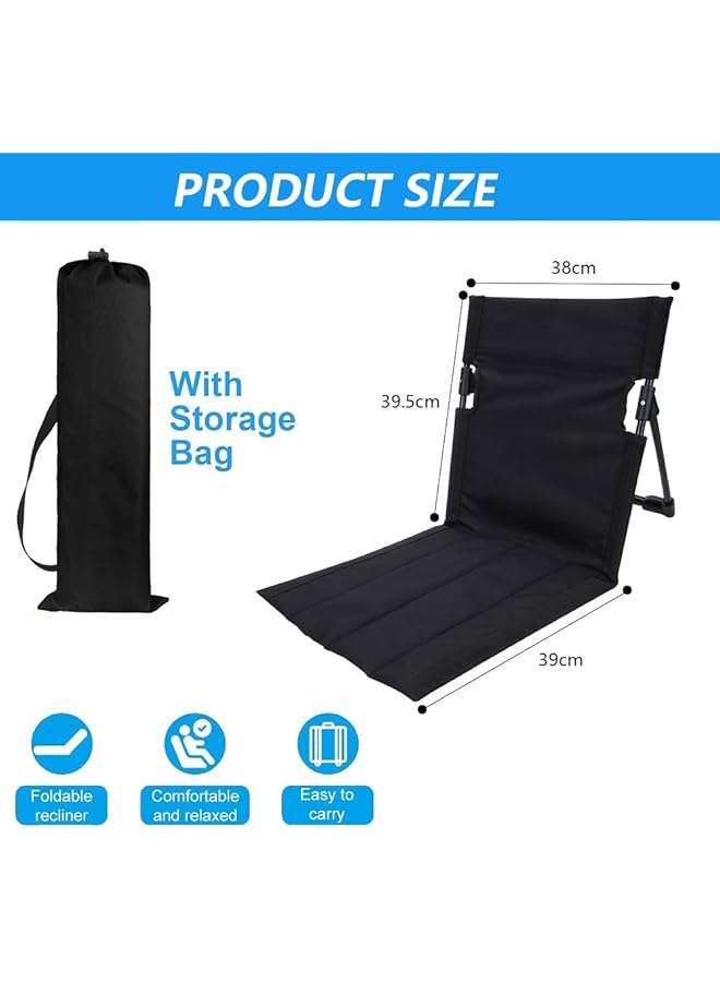 Goodern Folding Chaise Lounge Chair with Adjustable Backrest Outdoors Beach Lounger with Carry Bag Portable Sun Tanning Chairs Cozy Reclining Lounge Chair for Outside Yard Patio Pool Deck Black - Image 3