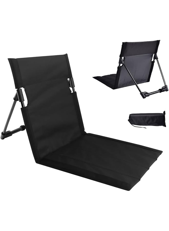 Goodern Folding Chaise Lounge Chair with Adjustable Backrest Outdoors Beach Lounger with Carry Bag Portable Sun Tanning Chairs Cozy Reclining Lounge Chair for Outside Yard Patio Pool Deck Black - Image 1